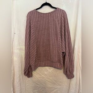 Women's Ribbed Knit Sweater - Mauve